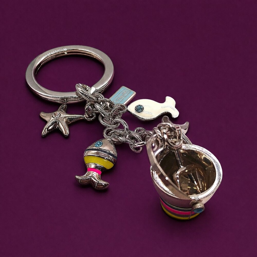 COACH LEGACY Ocean Keychain Charm Set Bucket Fish Starfish Bag Charm Hang Tag - Picture 2 of 8